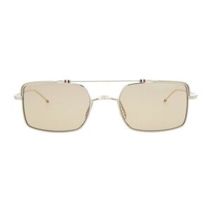 Thom Browne Square Frame Metal Sunglasses - Silver/Gold/Brown